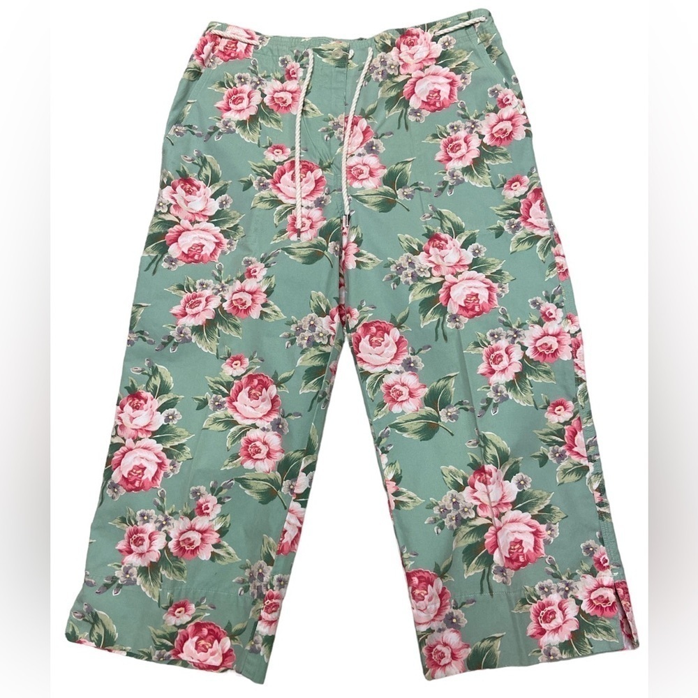 Lauren Ralph Lauren Mint Green Floral Cropped Pants - Picture 3 of 13